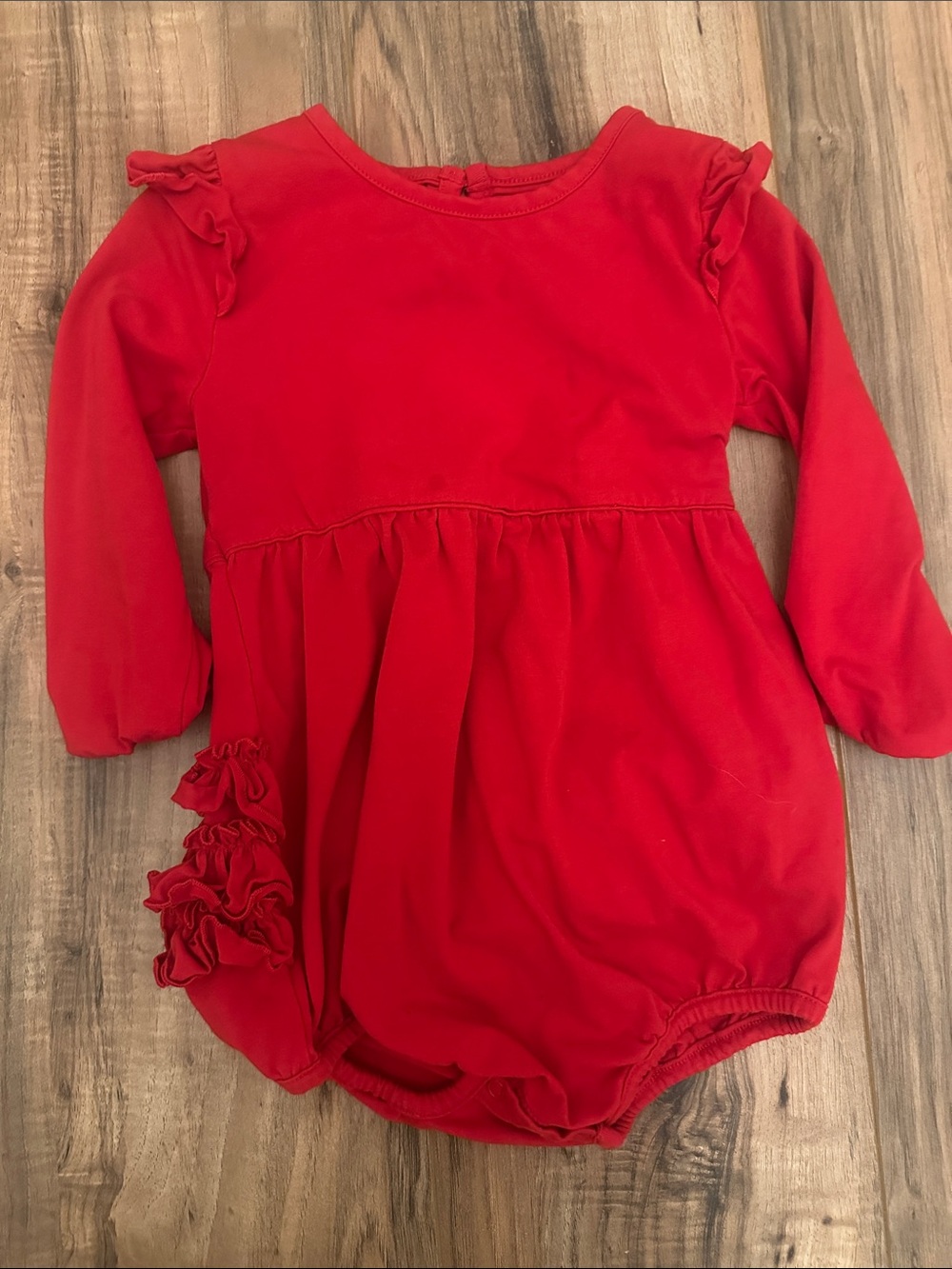 Red Ruffle Butts Romper 2T